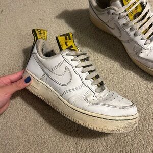 Custom Air Force ones with Off-White belt addition